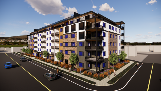 6 story apartment building rendering